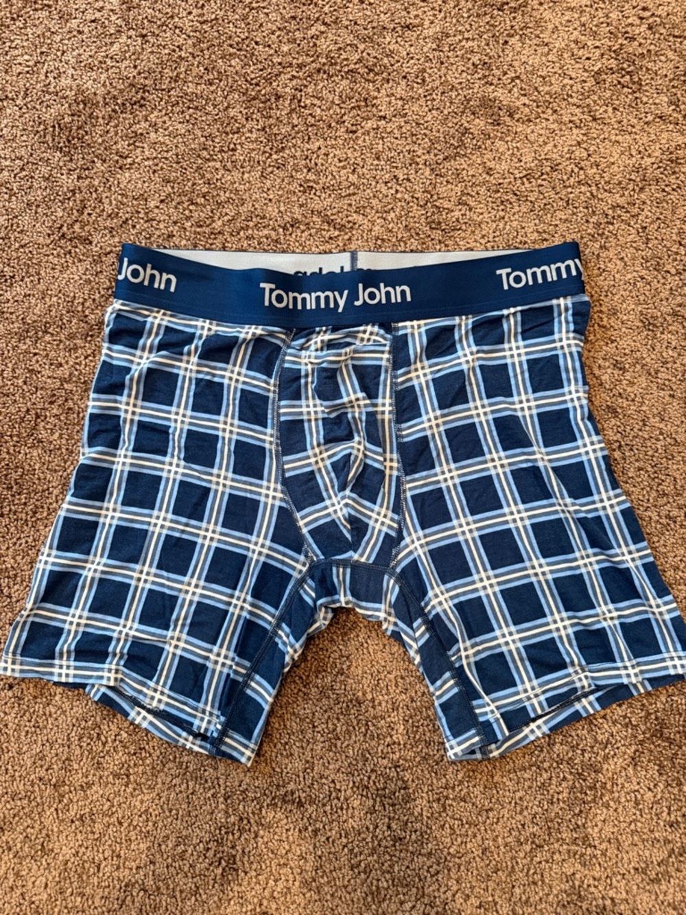 Tommy John Blue Second Skin 6” Plaid Boxer Briefs
